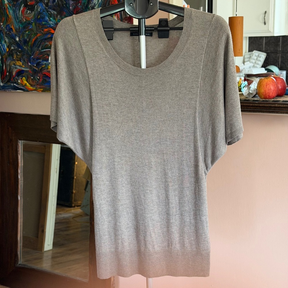 Banana Republic Womens XS Taupe Brown Dolman Short Sleeve Knit Sweater Top